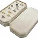 Velvet Ring Organizer Box - Ring Jewelry Box for Rings Earring, Jewelry Tray Rings holder Display Case for Girl Women (8.07"x4.13"x2.16") -PRB024-Beige