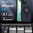 Magnetic for iPhone 15 Case,Upgraded [Full Camera Protection][Compatible with Magsafe][Military Grade Drop Protection]Shockproof Protective Slim Translucent Matte Phone Case for iPhone 15,Black