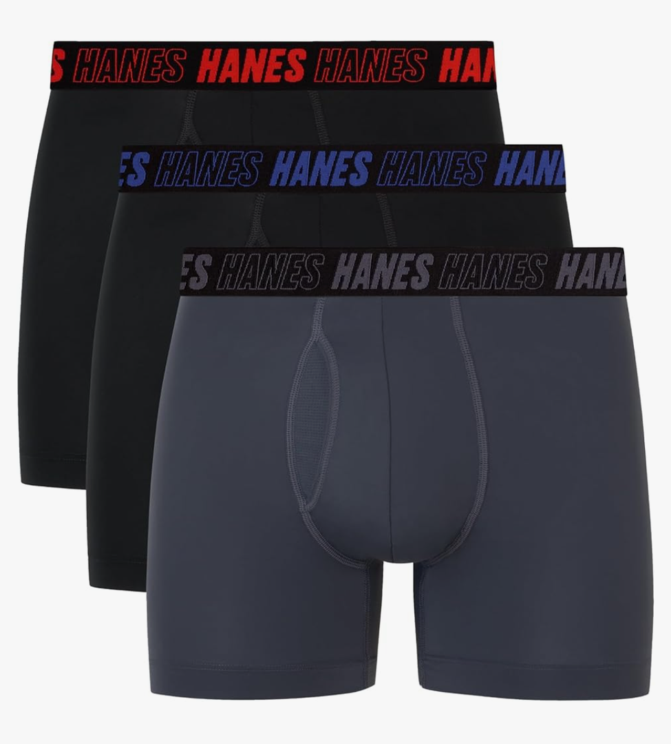 Hanes Men's Moves Performance Boxer Brief, Total Support Pouch, Regular, Trunk, and Long Leg, 3-Pack 500+ bought in past month ,Size M