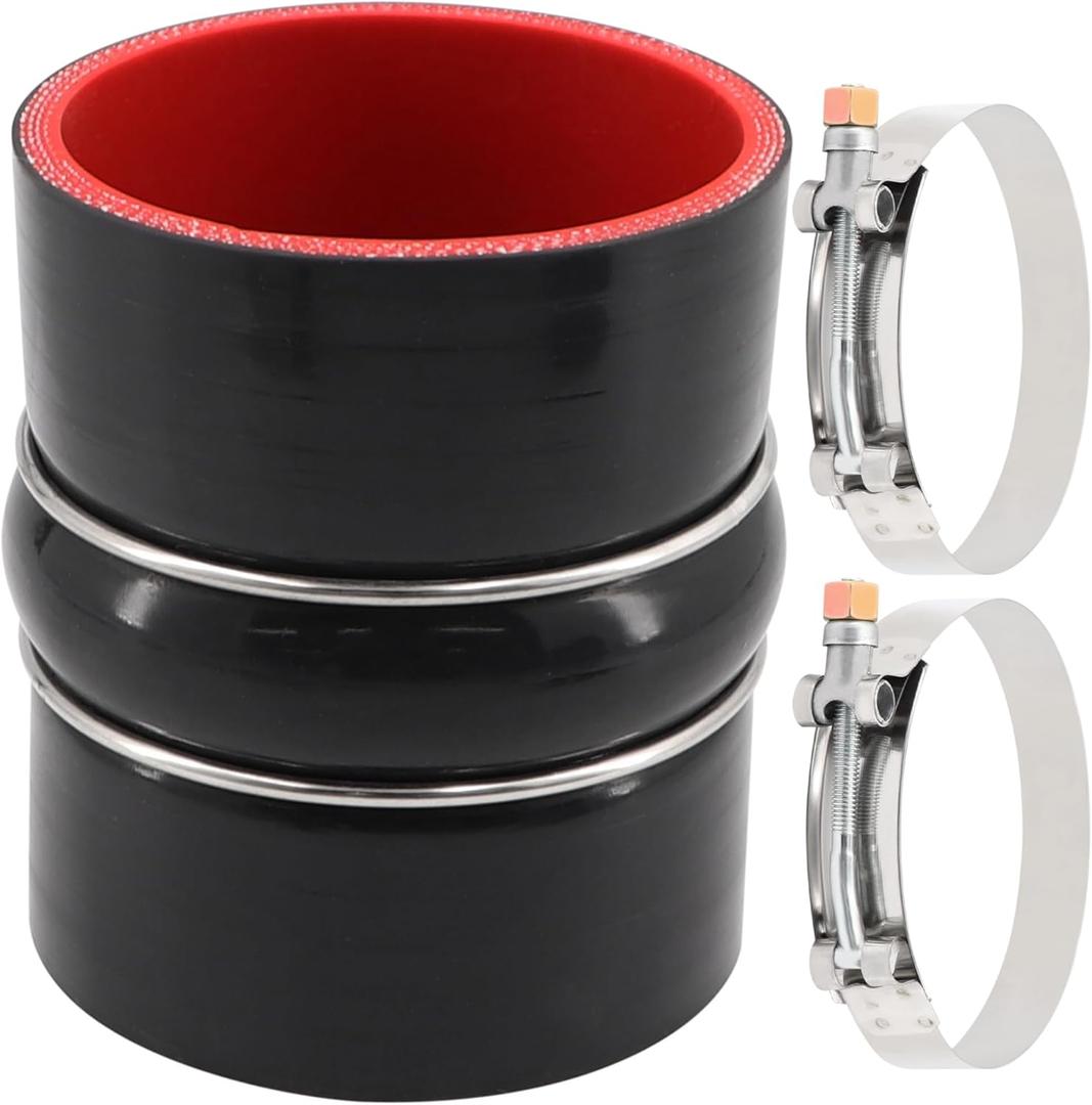 Straight Coupler Silicone Hose ID 3 inch 4 Ply Polyester Reinforcement as Turbocharger Tube Air Intake Pipe with 2 Stainless Steel T Clamps