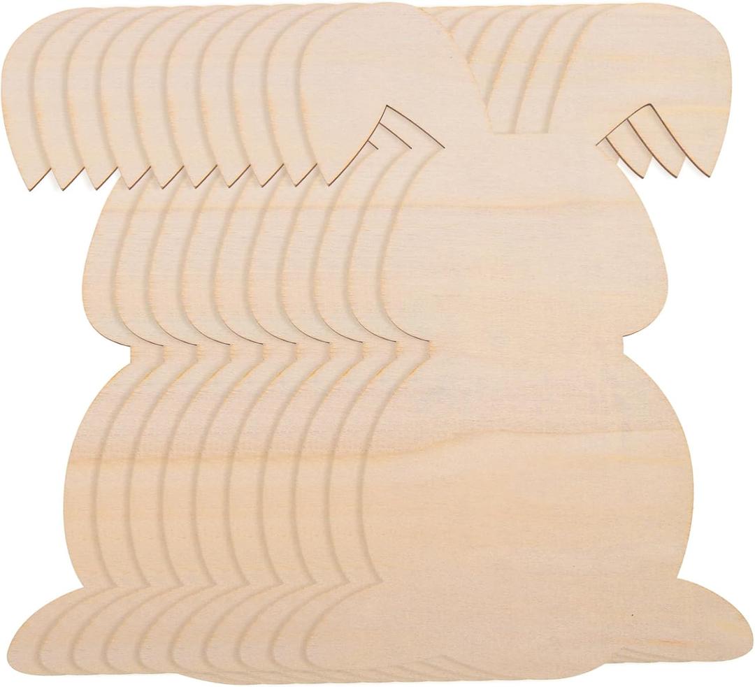 AUTSUPPL 10pcs Wooden Bunny Cutouts for Easter Crafts Unfinished Natural Wood Chips for Home Decoration for Creative Projects and Unique Easter Decorations