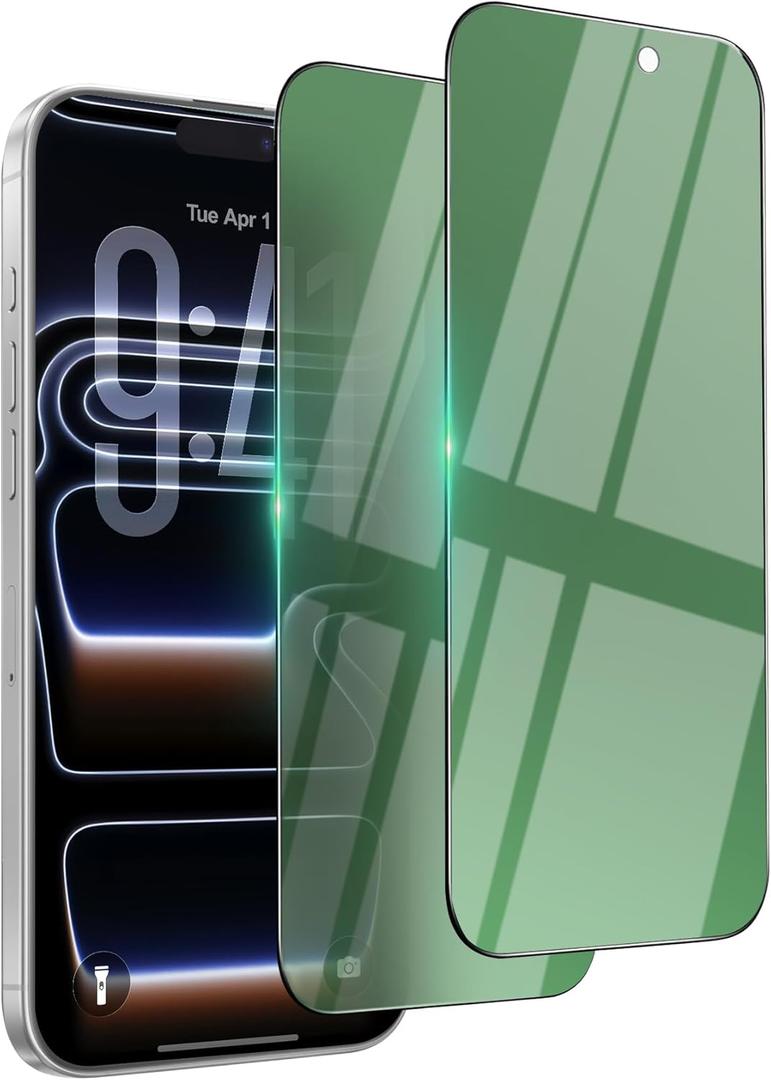 2 x Privacy Screen Protector for iPhone 17 Pro [6.3 inch][2 Pack] Anti-Spy Private Tempered Glass Film [Easy Install] [9H Hardness] [Military Grade Shatterproof] [Anti Scratch] [Case Friendly]