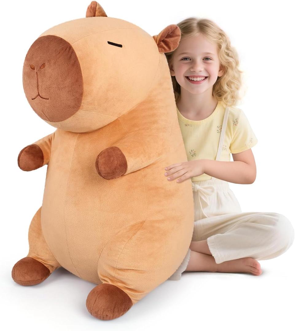 SuzziPals Giant Capybara Plush 30", Jumbo Soft Capybara Stuffed Animal, Giant Plush Toys Hugging Plush for Stress Relief & Cozy at Night, Huge Cuddly Capibara Plushie Gift for Kids Adults