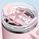 Toykee Bow Lid Plate Topper for Stanley Cup 40 oz - Glitter Decoration Accessories for Tumbler, Cute Woter Botter Bling Decor for Women Girls,2 pcs