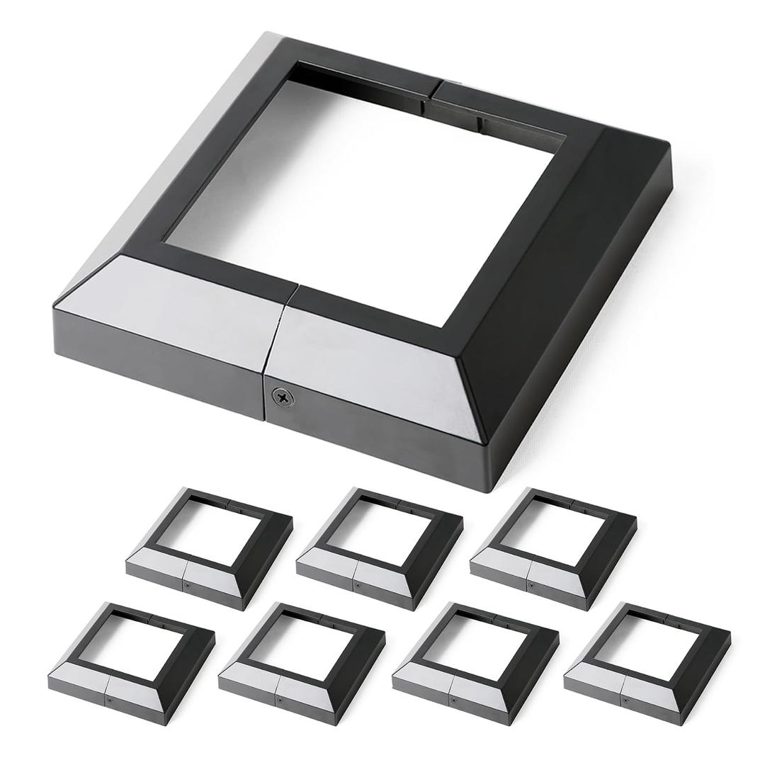 5.5"x5.5" Deck Post Base Cover Decorative Aluminum, Split Post Cover Skirts Trim for Deck RailingsStairs Black 8Pack