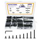 61Pcs M6 Flat Head Hex Socket Cap Screws Assortment Kit, M6 x 12mm/15mm/20mm/25mm/30mm/35mm/40mm/50mm/60mm Socket Cap Bolts,304 Stainless Steel 18-8, Full Thread, Black Oxide with Hex Spanner