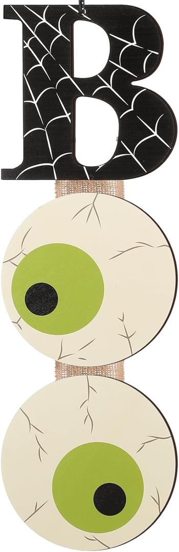 Halloween Boo Door Decorations Cute Halloween Ghost Wall Decor Sign Eyeball Sign Wooden Door Wreath Hanging Decor for Porch Wall Party Indoor Home, 25 x 8 Inch