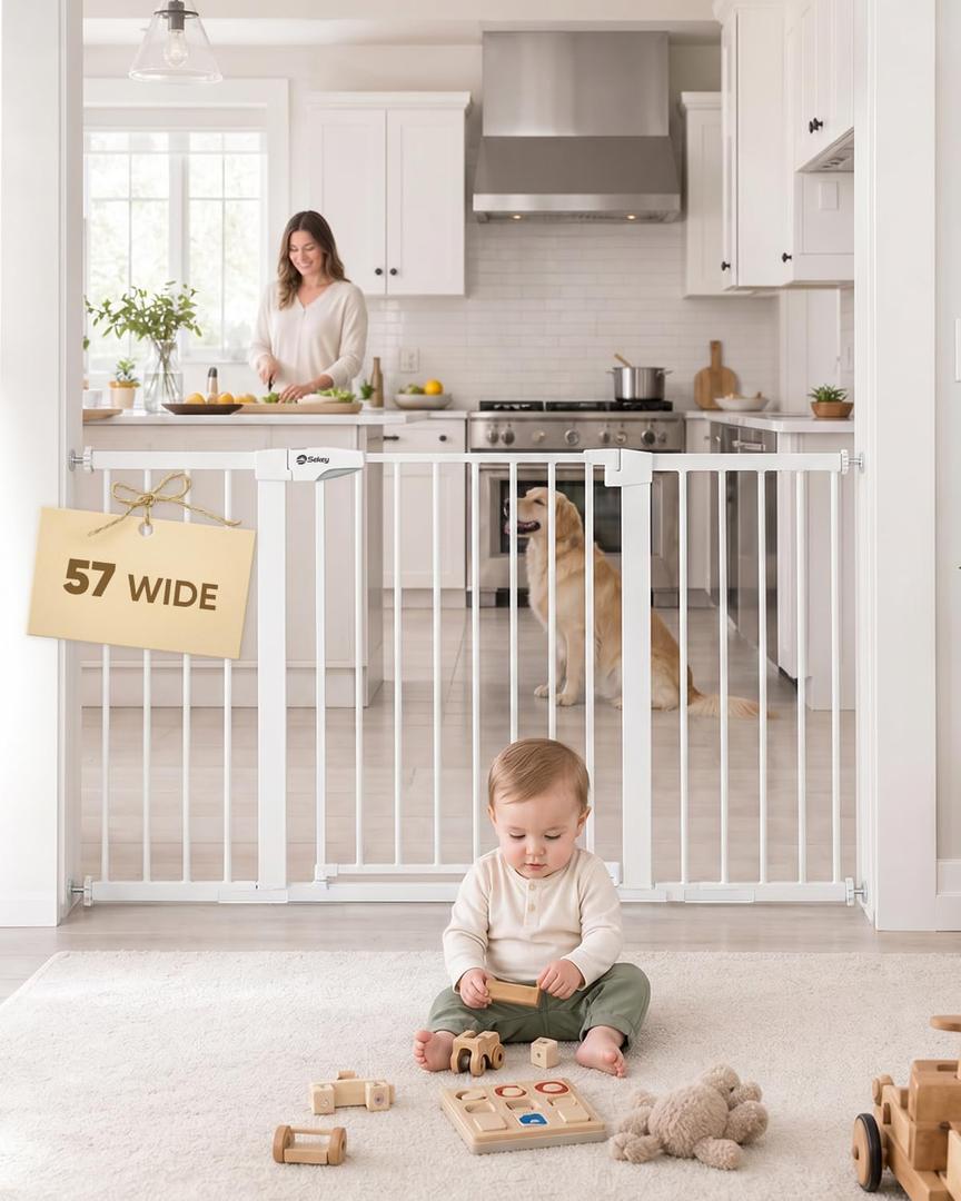 Sekey Baby Gate for Stairs, 30-57" Extra Wide No Drilling Dog Gate