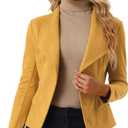 Allegra K Women's Faux Suede Jacket Open Front Lapel Draped Outwear Cardigan, X-Large Mustard