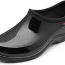 HISEA Waterproof Garden Shoe for Women Outdoor Slip-On Rain Boots Rubber Rain Shoes Short Ankle Booties and Garden Clogs with Comfort Insole (5, Classic Black)