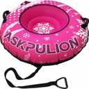 Inflatable Snow Tube Sled, Heavy Duty Snow Tubes for Sledding with Premium Canvas Cover for Kids Adults, Winter Outdoor Snow Toys Gift, Christmas Birthday Gift for Children Family (Pink)