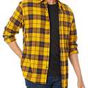 Amazon Essentials Men's Long-Sleeve Flannel Shirt, Yellow Plaid, Medium
