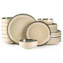GBHOME Ceramic Dinnerware Sets for 8, 24 Pieces Stoneware Plates and Bowls Sets, Reactive Glaze Dishes -Scratch Resistant, Dishwasher&Microwave Safe, Pale Khaki