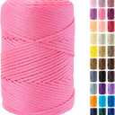 2.5mm x 185 Yards Premium Polyester Macrame Cord 2.5mm Polypropylene Cord for Knitting and Crocheting Hats, Bags, Purses, Shoes, Carpets, Basket, Plant Hangers, DIY Crafts -Sherbet Pink