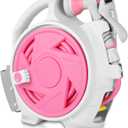 Garden Retractable Hose Reel, Portable Simple Home Hose Reel 45+5 FT with 7 Patterns Spray Nozzle, Wall Mounted and Any Length Lock for Garden Watering, Car Washing, Pet (Red Rose)