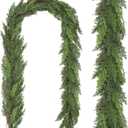 1 Pcs 9FT Christmas Cedar Garland Real Touch Christmas Garland Thick and Lush Christmas Garland Realistic Artificial Greenery Garland for Fireplace Holiday Indoor Outdoor