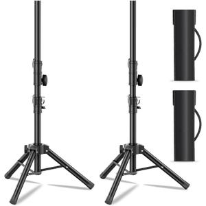 Small Speaker Stands 2 Pack, 24-50 Inch Height Adjustable Speaker Tripod Stand Pair, Lightweight 35mm Compatible Insert, Support 55 LB with 2 Storage Bags