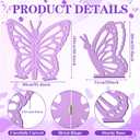 Yousoontic 2 Pcs Large Wood Butterfly Prop 41 Inch and 24 Inch Butterfly Standing Wings Cutout Backdrop Decoration for Birthday Baby Shower Wedding Party (Purple)