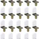 uxcell 50Pcs Shelf Support Pegs, 6mm L-Shaped Bracket Style Shelf Pegs Pegs with Rubber Sleeve, Metal Support Pegs Holder for Kitchen Cabinet Bookcase (Green Bronze, White)