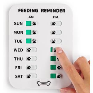 YAUYIK Dog Feeding Reminder, Magnetic Reminder Sticker, AM/PM Daily Indication Chart Feed Your Pets, Fridge Magnets and Double Sided Tape, Helps You to Track Pet Feeding & Medication (White)