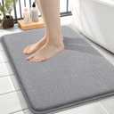 OLANLY Thick Memory Foam Small Bathroom Rugs 24x16, Extra Soft Absorbent Bathroom Mat, Quick Dry Bath Mats, Non-Slip, Machine Washable Carpet for Bathroom, Tub and Shower, Home Decor Accessories, Grey