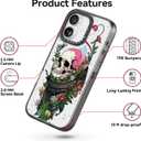 Bouvardia for iPhone 17 Case, Cute Girly Design for Women, Shockproof & Aesthetic, Halloween: Skull & Flowers