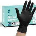 Comfy Package Black Nitrile HEAVY DUTY 6 Mil. Chemical Resistance, Latex & Powder Free, Textured Fingertips Disposable Gloves, Set of 2, Small