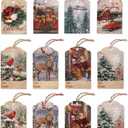 Christmas Gift Tags Set Holiday Design To/From Cards Vintage Winter Prints Included Decorative String Perfect For gifts and decor 15 list