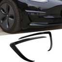 Tesla Model 3 Front Fog Light Trim Cover Fog Lamp Frame Blade Trim Eyebrow Spoiler for Tesla Model 3 2017 2018 2019 2020 2021 2022 2023 (Black)