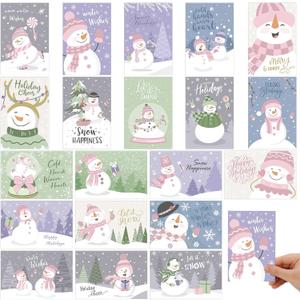 Nuanchu 80 Pcs Snowman Christmas Cards Bulk 4 x 6'' Winter Holiday Postcards Blank Christmas Greeting Cards Happy Holiday Cards for Friends Relatives, 20 Designs