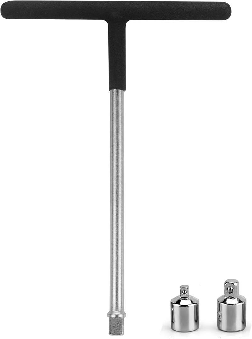 1/2 Drive T-Handle Socket Wrench1/2-Inch Drive T Handle Socket Driver with 1/4 and 3/8 Adaptors for Vehicle Car Motorcycle