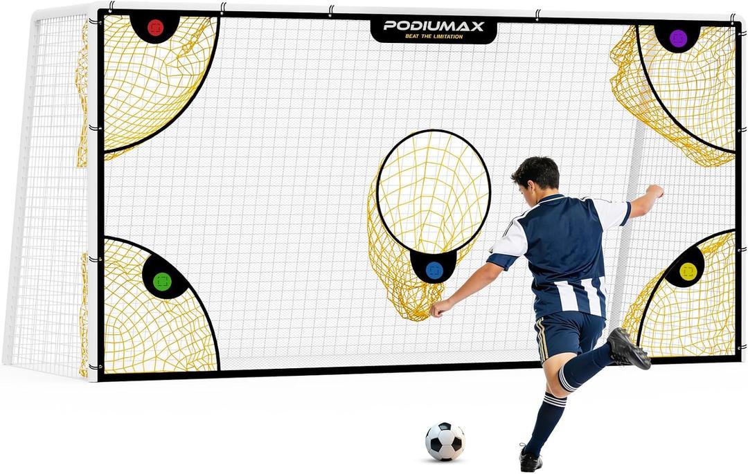 PodiuMax Soccer Goal Target Net with Highlighted Scoring Zones, 12x6ft