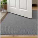 Color&Geometry Thin Front Door Mat Indoor Entrance Non Slip Rubber Backed, 24"x36" Indoor Door Mats for Entryway, Dirt Trapper Doormat, Washable Front Door Rugs, Dark Grey (Rolled-up NO Creases)