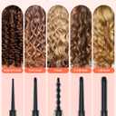 5 in 1 Curling Wand Set: Ohuhu Curling Iron Wand 5Pcs 0.35 to 1.25 Inch Interchangeable Ceramic Barrel Heat Protective Glove 2 Clips Dual Voltage Hair Curler for Girl Women Mother's Day Gift Black