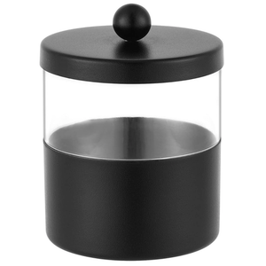 Black Apothecary Jar, Black Qtip Holder - Stainless Steel Bathroom Jar - Farmhouse Decor Qtip Dispenser for Qtips, Cotton Balls, Swabs, Makeup Sponges 