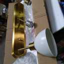 3-Light Modern Bathroom Light Fixtures Gold, 26.77 in Rustproof Bathroom Vanity Lights with White Metal Shades, Modern Bath Wall Sconces for Kitchen Hallway E26 Base