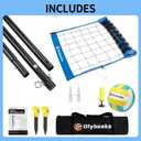 Portable Outdoor Volleyball Net Set for Backyard Beach with Adjustable Poles, Soft PU Volleyball & Pump, Carry Bag and Durable Anti-Sagging Net