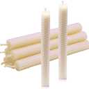 DEYBBY Natural Beeswax Taper Candles,8inch Dripless and Smokeless White Bee Wax,4Hour Burn Time Flat Top (Pack of 6)