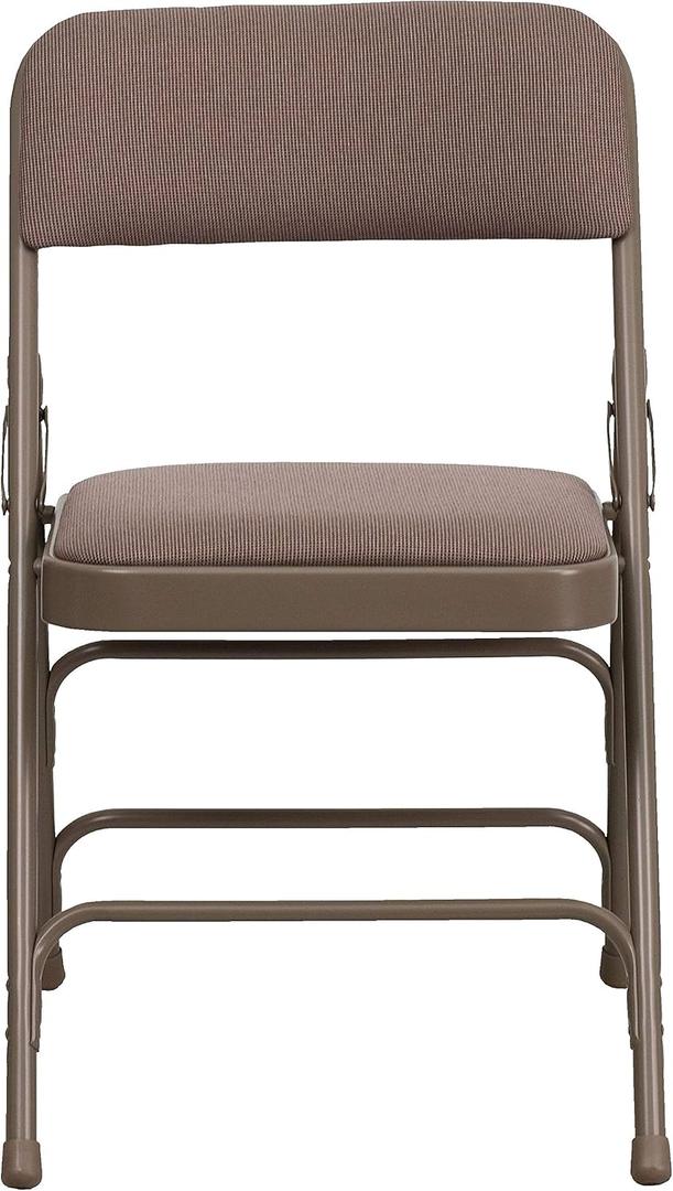 Flash Furniture HERCULES Series Curved Triple Braced & Double Hinged Beige Fabric Metal Folding Chair, Set of 1