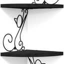 Alsonerbay Corner Shelves - Wall Mounted Floating Wood Shelf, 4 Tier Rustic Storage Shelf, Cat Shaped Shelving for Wall, Solid Wooden Decor for Living Room, Bedroom, Kitchen (Black)