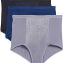 Warner's Women's Blissful Benefits By Warner's Tummy Smoothing Brief Panties Multipack Medium, Smoked Pearl/Navy Ink/Black
