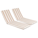 2-Pack Chaise Lounge Chair Cushions, Waterproof/Fade Resistant, Outdoor Indoor Use for Patio, Backyard, Poolside & Deck (2, Khaki & White Stripe