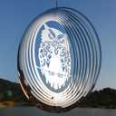 Owl Scarecrow Bird Deterren for Outside Patio Garden Porch Pool Window,16" Mirror High Reflective Bird Scare Devices Wind Spinners Outdoor Decor,Bird Reflectors to Keep Woodpecker Away from House