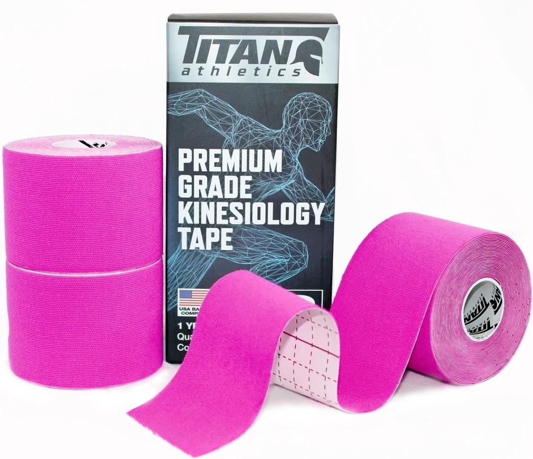 3 Rolls I Uncut I Kinesiology Tape I Premium Quality I Ideal Support for Joints and Muscles (Stretchable, Breathable & Hypoallergenic) (3 Pack, Pink)