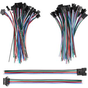 mxuteuk 20 Pairs 22 AWG JST SM Plug 5 Pin Male to Female LED Wire Connector Adapter Electrical Cable 150mm for 3528 5050