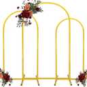 Set of 3 Wedding Arch Stand Gold Metal Arch Frame for Baptism Wedding Ceremony Birthday Party Bridal Baby Shower Event Celebration Decor (7.2FT, 6.6FT, 6FT )