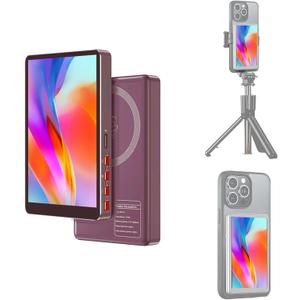 Vlog Selfie Monitor Screen(Alloy Case), Content Creator Essentials,Back Camera Magnetic Mirror Monitor for TikTok, Selfie, YouTube, Live Streaming, Screen Mirroring for iPhone Camera (Pink)