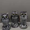 3-Pack Owl Decoys for Bird Deterrent - Weatherproof Bird Repellent Devices for Outdoor Use - Plastic Owls to Scare Birds Away and Control Garden Pests