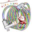 66W USB C Cable,4 in 1 Charging Cable Fast Charging, 3.3 FT Chubby USB A/C to C/L Multi Charging Cable Christmas Light Phone Charger for iPhone 16/15/14/13 Series/MacBook/iPad Pro