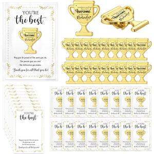 20 Sets Employee Appreciation Gifts Bulk Trophy Pins with Thank You Cards Organza Bags Inspirational Appreciation Recognition Gift for Team Staff Volunteer Student Teacher Nurse (Awesome)